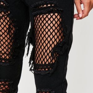 Black Riot Mesh Ripped Mom Jeans